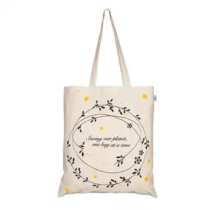 chic lady shopping hand bags extra large tote bag 100% Cotton EcoFriendly Tote Bag Printed "Save Our Planet" (Natural)