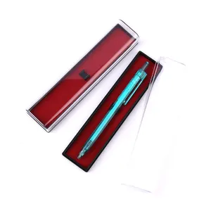 Großhandel klare transparente Stift boxen einfaches Design Kunststoff Stift Verpackung Geschenk box mit farbigen Basis Stoff großes Quadrat NO.0902