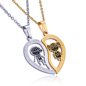 Collane Personalizzate per Coppie e Migliori Amici con Ciondolo a <span class=keywords><strong>Cuore</strong></span> Spezzato Traforato - Product Image 1