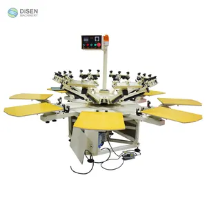 Automatic carousel rotary roll to roll 8 color t-shirt cylinder digital silk semi auto screen printing machine printer price