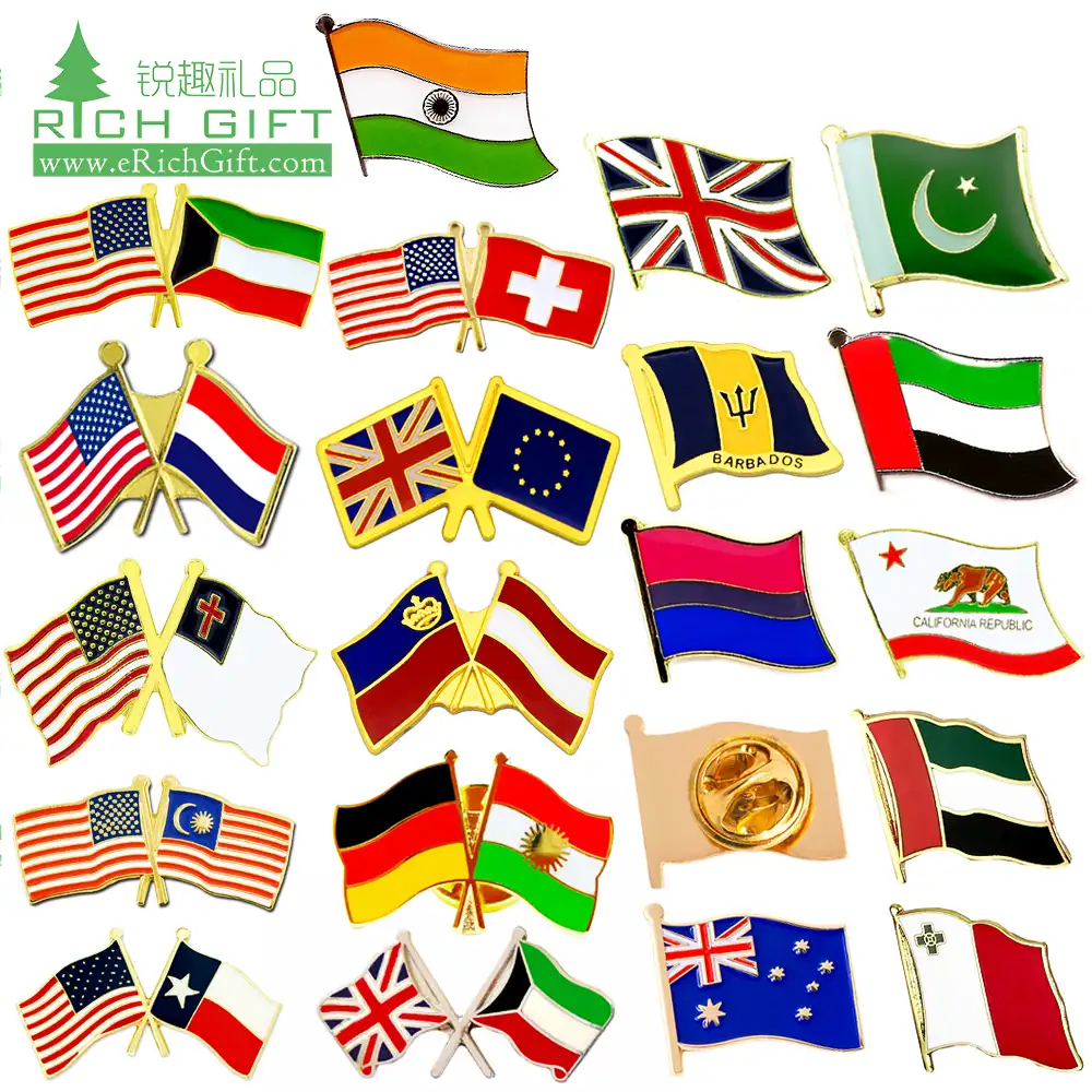 Benutzer definierte Metall Freundschaft Land Kenia gekreuzt Sri Lanka Indien Pakistan Texas American Australien Philippinen Flagge Anstecknadel Abzeichen