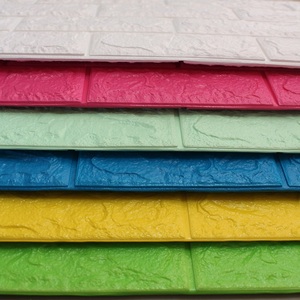 Bois mélangé 3d papier peint mousse fausses feuilles de briques, dalles de <span class=keywords><strong>mur</strong></span> de briques - Product Image 3