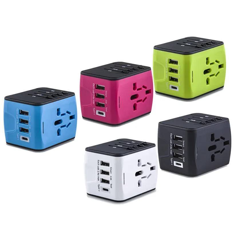 wholesale electronics travel accessories adapter with EU AUS US UK plugs C type charger adapter for airlines