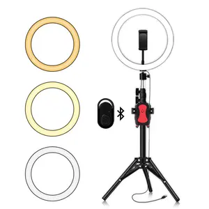 Anel iluminado com tripé de âncora, luz de led para iluminação de foto, celular, suporte ao vivo