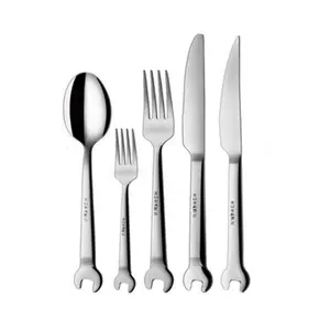 3 parça yemek wrenchware aracı paslanmaz çelik metal anahtarı kaşık çatal yemek biftek bıçağı çatal bıçak takımı sofra takımı gümüş set