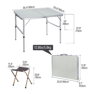 <span class=keywords><strong>Table</strong></span> de <span class=keywords><strong>pique</strong></span>-<span class=keywords><strong>nique</strong></span> pliable en MDF avec 2 chaises, portable pour l'extérieur - Product Image 3