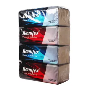 Wholesale Cheap papel higienico 2 ply virgin wood pulp/bamboo pulp plastic bag pop up Facial Tissue paper for home/travel