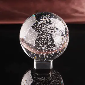 Romantis bola kristal dengan gelembung 80mm dengan basis