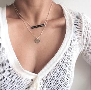 Donne <span class=keywords><strong>Minimal</strong></span> Gioielli In Oro Esagono Geometrico Della Collana Del Pendente Dainty Numero Personalizzato Collana di Parola - Product Image 5