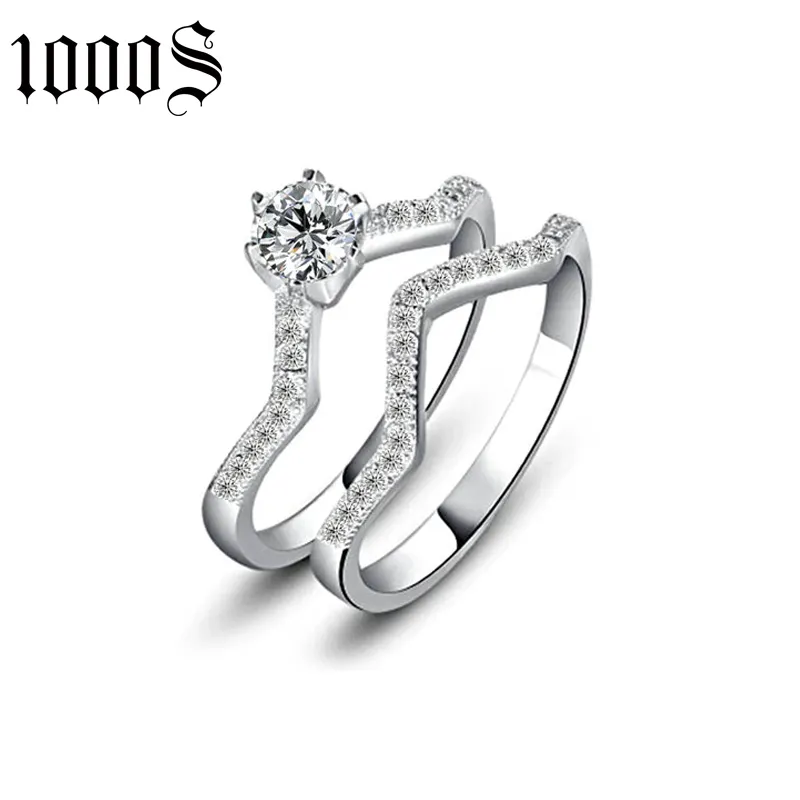 Fashion Promise Rings Set 925 Silver Wedding Engagement Bridal Set For Lovers