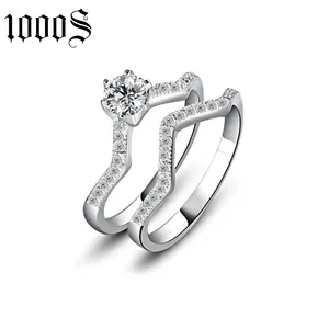 Fashion Promise <strong>Rings</strong> <strong>Set</strong> 925 <strong>Silver</strong> Wedding Engagement Bridal <strong>Set</strong> for Lovers - Product Image 1