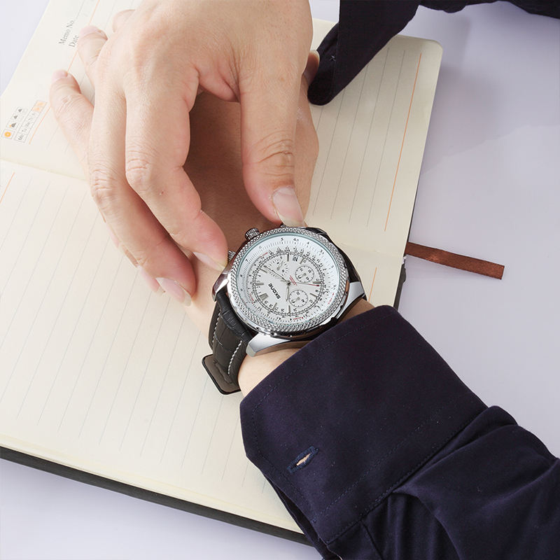 SKONE 9500EG Men's Watch Quartz, PU Strap, Waterproof