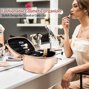 Bolsa de Maquillaje Cosmética Grande, Dorada, Transparente, de TPE, con Cierre de Cremallera y Asa, <span class=keywords><strong>para</strong></span> Viajes y Uso al Aire Libre - Product Image 5