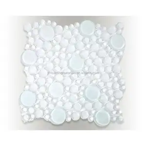 round 8mm super white glass mosaic tile--round mosaic