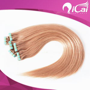 100 gramos/40pcs Tape in Pelo Humano Extensiones 22" Color Rubio 100% Remy Recto Adhesive Cabello Extension - Product Image 1