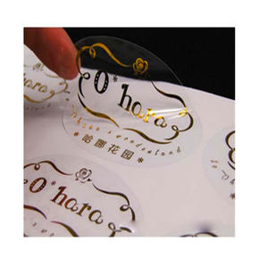 ODM/OEM促销直接制造商定制金箔标签贴纸，透明宠物印刷化妆品贴纸，印有标志 - Product Image 1