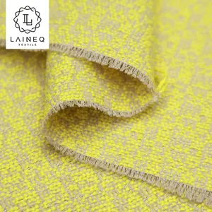 Tissu jacquard, laine tweed, jaune, camel, étoffe de luxe unique, dernière collection 2020