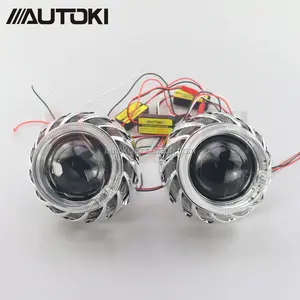 AUTOKI Nieuwe wervelwind Dual LED angel eyes dag licht bi-xenon projector lens hid