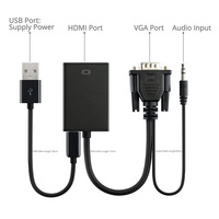 Cable Convertidor VGA a HDMI HD 1080P Plug and Play con Audio y Conectores Dorados para PC/Laptop/Monitor/TV - JustLink Stock
