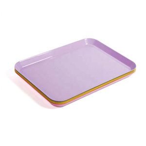 Goedkope Prijs Restaurant Gebruik Sterke Melamine Kleurrijke Trays, Effen Kleur Melamine Plastic Custom Rolling Lade