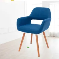 Moderno soggiorno per il tempo libero sedia schienale confortevole imbottito gambe in legno colorato poltrona