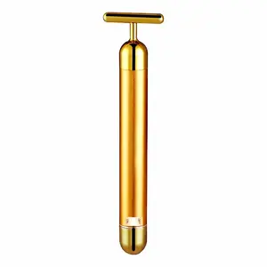 Mini face portable massager machine anti wrinkle electric 24k golden beauty bar gold massage stick