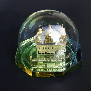 Cristal 24k plaqué or temple décoration cristal sikhisme artisanat cristal Temple d'or modèle Temple d'or Indiaa
