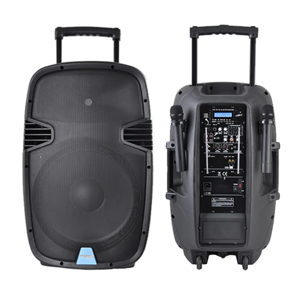 Accuracy Pro Audio PML15AMFQ-V2BP 15 ''100W 12V屋外充電式アクティブトロリースピーカー、ワイヤレスマイクdj付き