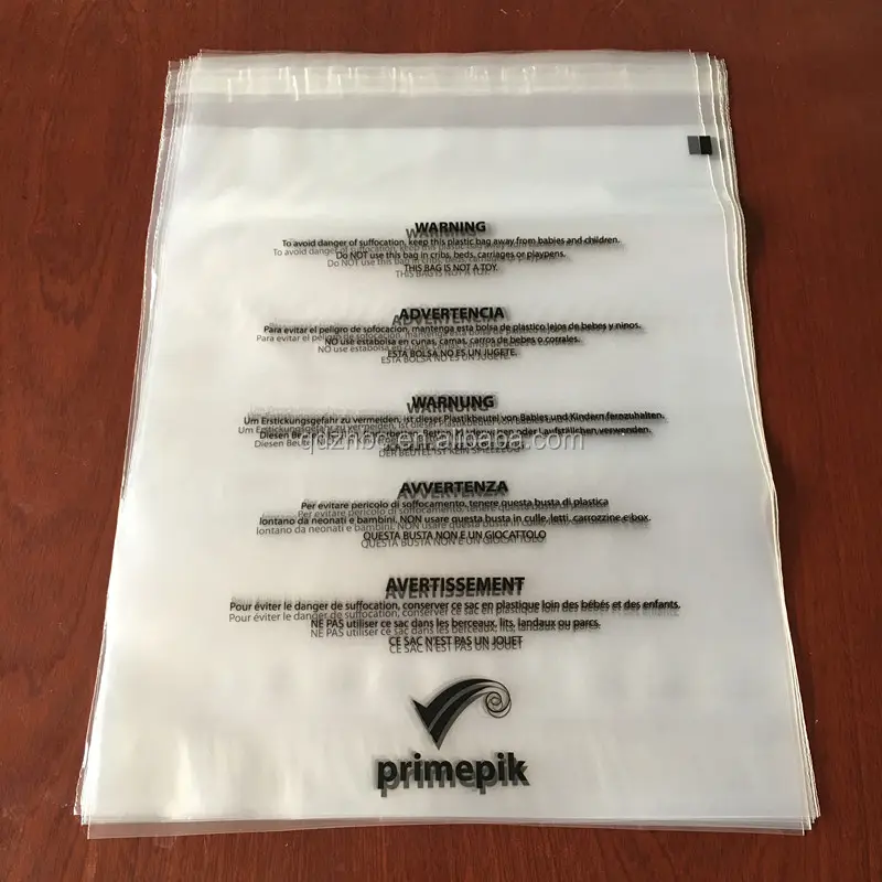 Custom logo design clothes clear polybag with suffocation warning labels