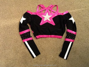 Costumes de cheerleading tendance pour filles, manches longues, bretelles <span class=keywords><strong>sexy</strong></span>, uniforme avec strass, ensembles imprimés - Product Image 5