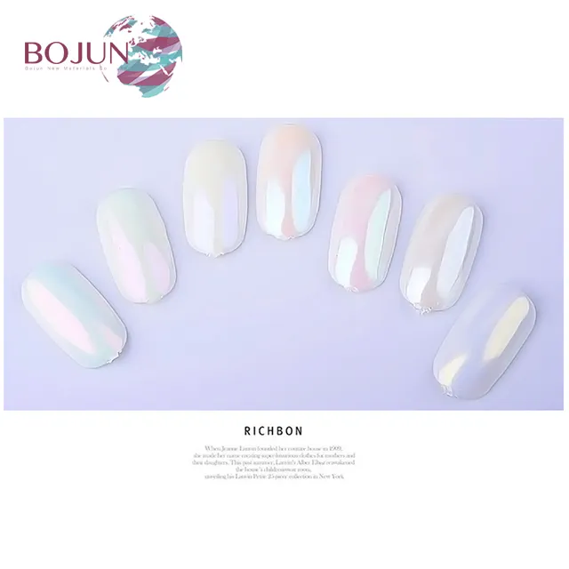 BOJUN Brilliant regenbogen perle shell pulver wirkung silber weißen perlmutt designs nagel zubehör perle pigment