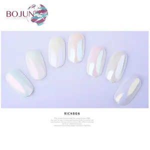 Bojun brilhante arco-íris pérola concha em pó, efeito prata branca, pérolas, design de unhas, acessórios, pigmento de pérola