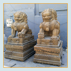 Gran jardín decorativo piedra antigua animales moldes mármol León estatua foo perro para la venta - Product Image 3