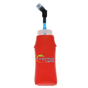 Free Sample Customized 500ml BPA Free TPU Collapsible Foldable Soft Flask Water Bottle Sports Running Bicycle with Straw