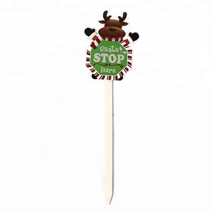 Brown elk <span class=keywords><strong>Santa</strong></span> <span class=keywords><strong>stop</strong></span> <span class=keywords><strong>here</strong></span> octagonal wooden playground Gae sign decoration Garden - Product Image 1