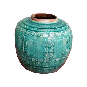 Chinese antique real old green ceramic pot