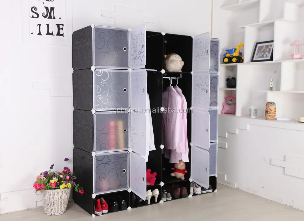 홈 옷장 스토리지 Armoire 의류 옷걸이 옷장 주최자 캐비닛 16 큐브 TM-642