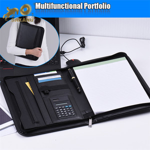 Chuyên nghiệp đa chức năng A4 PU da danh mục đầu tư Memo padfolio dây kéo kinh doanh tài liệu trường hợp Organizer nộp hồ sơ biểu tượng tùy chỉnh - Product Image 2