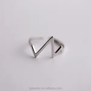 Classic adjustable 925 silver white gold plated heartbeat rings wholesale bulk