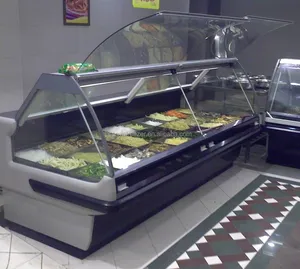 Venta caliente sanitarios supermercado puerta de cristal caja display nevera de carne para la venta