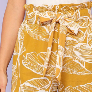 Leaf Printed Slant Pocket Self <strong>Belted</strong> <strong>Shorts</strong> Women Elastic Waist Workout Hot <strong>Shorts</strong> - Product Image 6