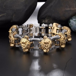 <span class=keywords><strong>Bracelet</strong></span> pour <span class=keywords><strong>homme</strong></span> en acier inoxydable 316L, chaîne de <span class=keywords><strong>moto</strong></span>, tête de loup - Product Image 4