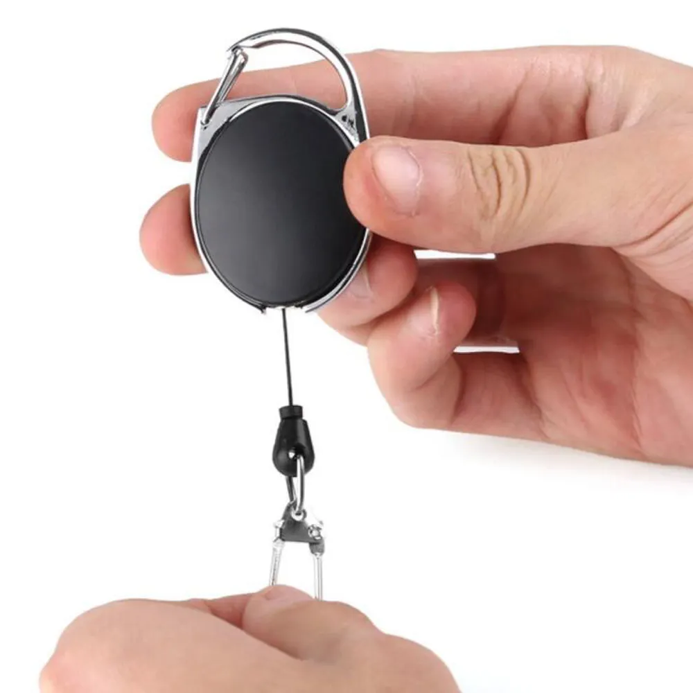 Promotion Gift Retractable Key Chain Card Badge Holder Steel Ring Pull Belt Clip