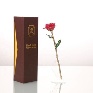 24 carati in oro rosa tuffato rose lungo artificiale d'oro coperto rose per la laurea, Di Natale, giorno di san valentino, regalo di nozze - Product Image 4