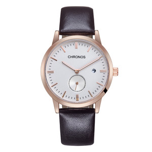 2016 Nuevos regalos del acero inoxidable <span class=keywords><strong>movimiento</strong></span> hombres <span class=keywords><strong>reloj</strong></span> de cuarzo banda de cuero <span class=keywords><strong>reloj</strong></span> hombre - Product Image 3