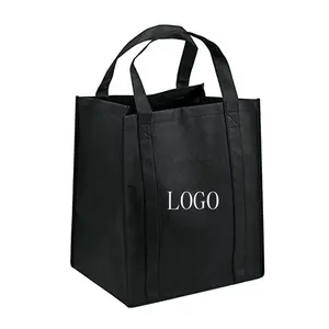 Impresión personalizada reciclado promocional compras baratas bolsa de mano no tejida Eco promoción personalizada tela no tejida con mango a rayas