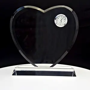 Honor of crystal 2023 new style blank heart shape K9 crystal souvenir desk clock