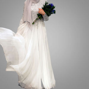 Haute qualité dubaï Abaya élégant blanc musulman <span class=keywords><strong>Costume</strong></span> de mariage robe mince à manches longues jupe <span class=keywords><strong>Extra</strong></span> longue islamique Burqa vêtements - Product Image 4