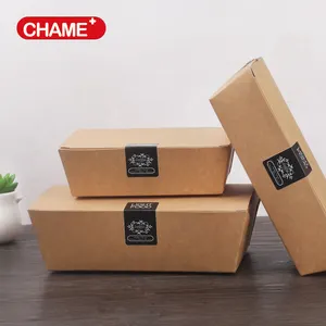 Caja de papel kraft desechable, respetuosa con el medio ambiente, Blanca, para embalaje de alimentos