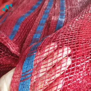 Leno Logo Printing PP woven sack roll/onion plastic sack 50kg mesh bag